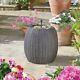 Solar Powered Weave Fountain Rattan Bowl & Pebble Outdoor Garden Water Feature