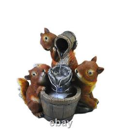 Solar Squirrels Water Feature Tiered Cascade Fountain Battery LED Lights 39cm