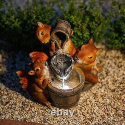 Solar Squirrels Water Feature Tiered Cascade Fountain Battery LED Lights 39cm