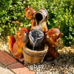 Solar Squirrels Water Feature Tiered Cascade Fountain Battery LED Lights 39cm