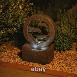 Solar Steps Cascade Water Feature Fountain Waterfall Battery LED Lights 48cm