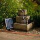 Solar Tiered Cascade Water Feature Square Coba Fountain Battery Led Lights 37cm