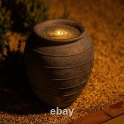 Solar Vase Water Feature Outdoor Patio Bubbling Fountain Battery LED Lights 49cm