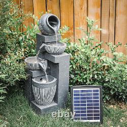 Solar Water Feature 4 Tiers Cascading Garden Fountain Pump Outdoor Patio Statue