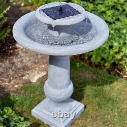 Solar Water Feature Fountain Garden Ornament Cascade Stone Effect Large Decor