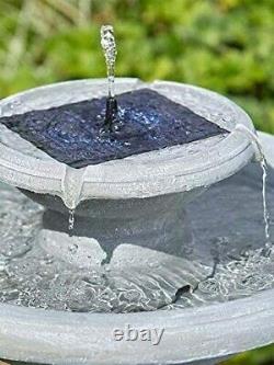 Solar Water Feature Fountain Garden Ornament Cascade Stone Effect Large Decor