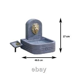 Solar Water Feature Fountain Lion's Head Garden Outdoor Decor Waterfall Bird