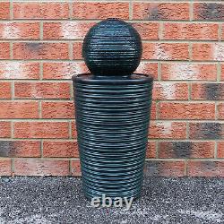 Solar Water Feature Fountain Outdoor Garden Black Standing Ball Sphere Patio