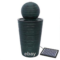 Solar Water Feature Fountain Outdoor Garden Black Standing Ball Sphere Patio