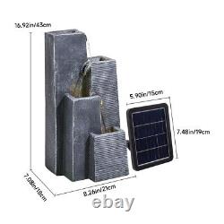 Solar Water Feature Fountain Outdoor Garden Water Fountain withLED Lighting