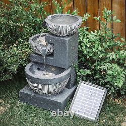 Solar Water Feature Garden Patio Fountains LED Light Resin Statues Home Ornament