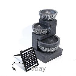 Solar Water Feature Garden Patio Fountains LED Light Resin Statues Home Ornament