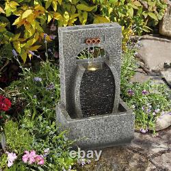 Solar Water Feature Indoor Outdoor Polyresin Garden Fountain with LED Lights Decor