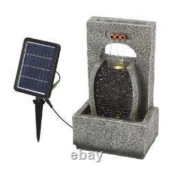 Solar Water Feature Indoor Outdoor Polyresin Garden Fountain with LED Lights Decor