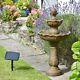 Solar Water Feature Kingsbury Garden Ornament Bird Bath Fountain Large Cascade