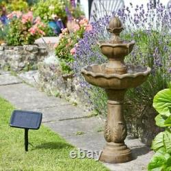 Solar Water Feature Kingsbury Garden Ornament Bird Bath Fountain Large Cascade