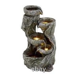 Solar Water Feature Outdoor Garden Fountain With LED Lights and Solar Water Pump