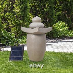 Solar Water Feature Outdoor Garden Resin Stone LED Fountain Cascading Waterfall