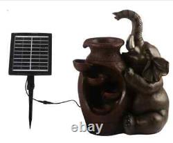 Solar Water Feature Outdoor Garden Water Fountain Decorations Warm White Lights