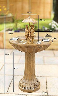 Solar Water Feature Singing In The Rain Garden Ornament Bird Bath Fountain Large