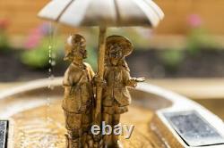 Solar Water Feature Singing In The Rain Garden Ornament Bird Bath Fountain Large