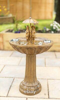 Solar Water Feature Singing In The Rain Garden Ornament Bird Bath Fountain Large