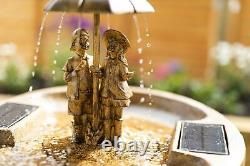 Solar Water Feature Singing In The Rain Garden Ornament Bird Bath Fountain Large