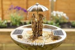 Solar Water Feature Singing In The Rain Garden Ornament Bird Bath Fountain Large