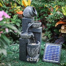 Solar Water Feature Solar Fountain Garden Solar Powered Outdoor Cascade Pump Led