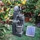 Solar Water Feature Statues Cascade Fountain Garden Solar Power Outdoor Pump Led