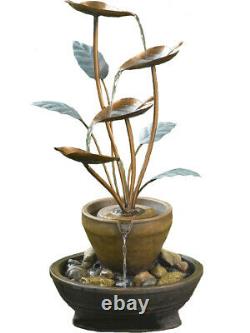 Solar Water Feature York Copper Cascade Garden Fountain LED and Battery Backup