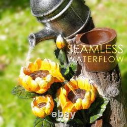 Solar Water Features for the Garden Outdoor Sunflowers Fountain with LED Light