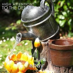 Solar Water Features for the Garden Outdoor Sunflowers Fountain with LED Light