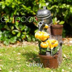 Solar Water Features for the Garden Outdoor Sunflowers Fountain with LED Light