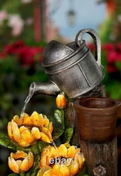 Solar Water Features for the Garden Outdoor Sunflowers Fountain with LED Light