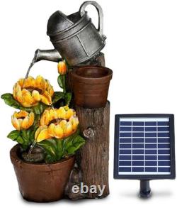 Solar Water Features for the Garden Outdoor Sunflowers Fountain with LED Light