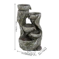 Solar Water Fountain 4 Tiered Stone Bowls Cascading Water Feature Garden Outdoor