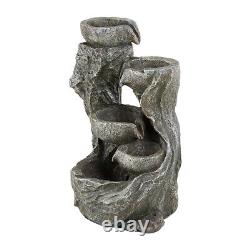 Solar Water Fountain 4 Tiered Stone Bowls Cascading Water Feature Garden Outdoor