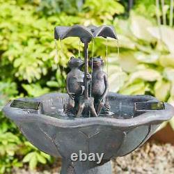 Solar Water Fountain Bird Bath Fountain Frog Frolics Garden 82.5cm