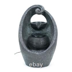 Solar Water Fountain Feature Grey Outdoor Garden Statue Path Patio Outside Light