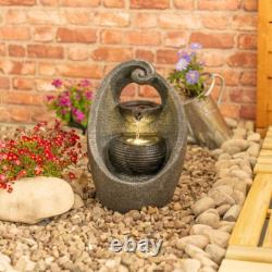 Solar Water Fountain Feature Grey Outdoor Garden Statue Path Patio Outside Light