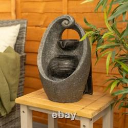 Solar Water Fountain Feature Grey Outdoor Garden Statue Path Patio Outside Light