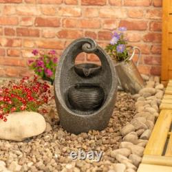 Solar Water Fountain Feature Grey Outdoor Garden Statue Path Patio Outside Light