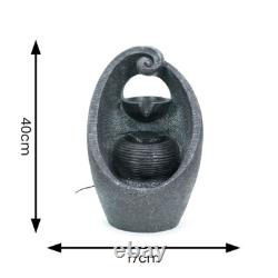 Solar Water Fountain Feature Grey Outdoor Garden Statue Path Patio Outside Light