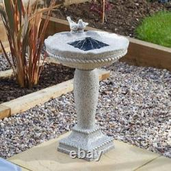 Solar Water Fountain Feature Standing Garden Outdoor Decor Resin Stone Effect