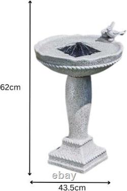 Solar Water Fountain Feature Standing Garden Outdoor Decor Resin Stone Effect