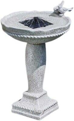 Solar Water Fountain Feature Standing Garden Outdoor Decor Resin Stone Effect