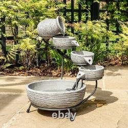 Solar Water Fountain Garden Water Feature Outdoor Décor Waterfall Decking Patio