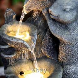 Solar Water Fountain LED Rabbit Solar Water Feature Home Garden Decoration