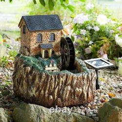 Solar Water Mill LED Light Up Outdoor Garden Water Fountain Feature Bird Bath